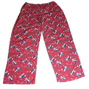 Penguin Soft Fleece Pajama Pants Jr L 14/16 Wide Leg Christmas Tree Candy Cane
